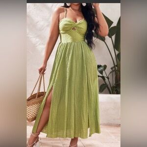 Sleeveless Twist Knot Cami Summer Maxi  Dress Green Boho Beach Sexy Sz 18 XL